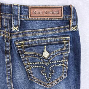 Rock Revival Womens 28 Jessica Skinny Thick Stitch Denim Western Jeans Baddie